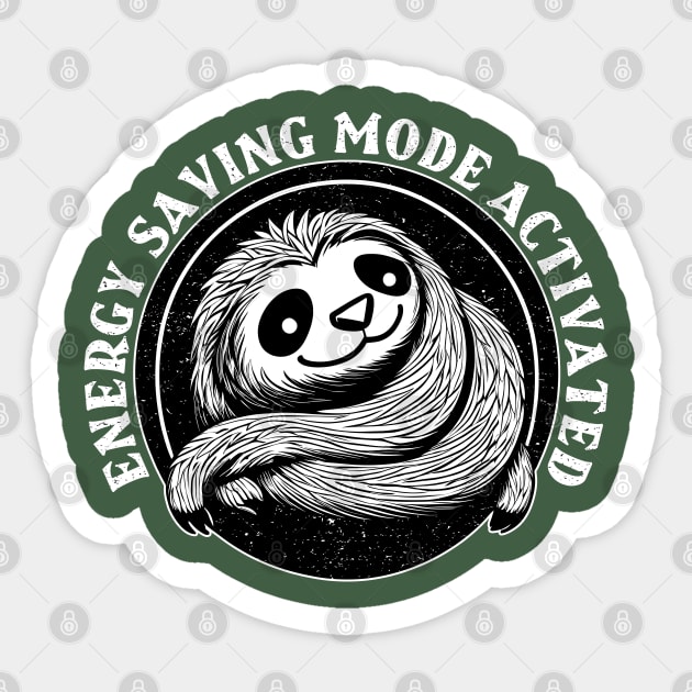 Energy Saving Mode Activated, sloth wh Sticker by anderleao